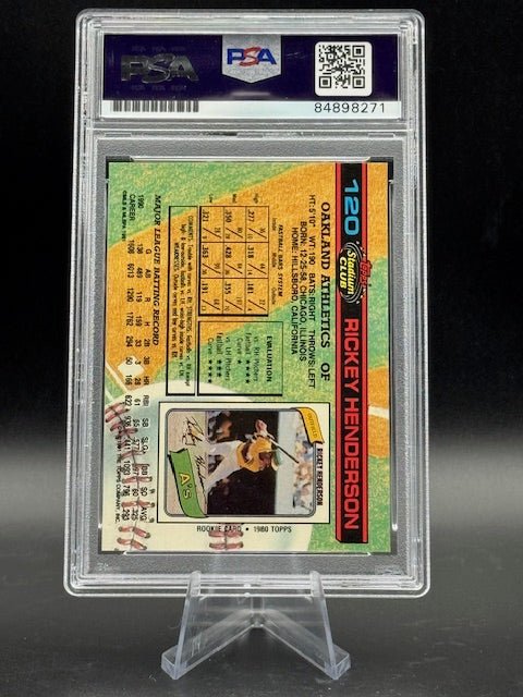 1991 RICKEY HENDERSON AUTO #120 TOPPS STADIUM CLUB (PSA AUTO) - Curators Corner LLC