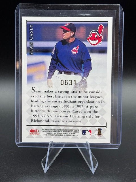 1998 Donruss Signature Series Millenium Marks Sean Casey Autograph Card Serial Numbered 0631 - Curators Corner LLC