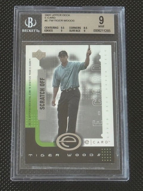 2001 Upper Deck Tiger Woods E - Card (Beckett 9) - Curators Corner LLC