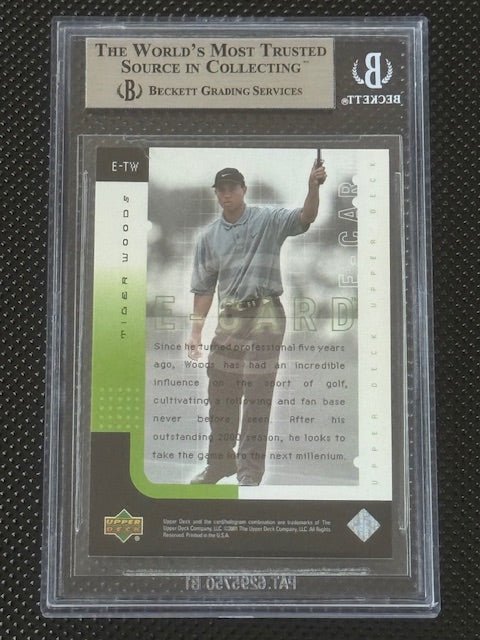 2001 Upper Deck Tiger Woods E - Card (Beckett 9) - Curators Corner LLC