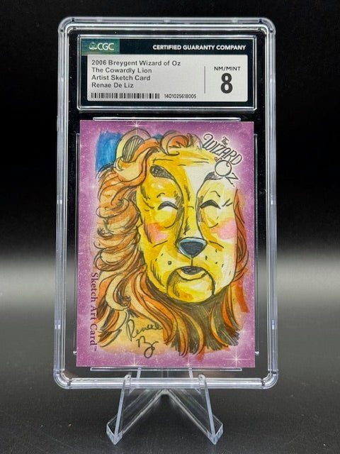 2006 Breygent Wizard of Oz The Cowardly Lion Artist Sketch Renae De Liz CGC 8 Near Mint - Curators Corner LLC
