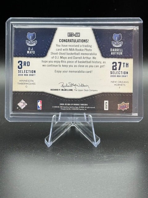 2008 - 09 Upper Deck Rookie Dual Threads OJ Mayo and Darrel Aurthur #RTD - AM Numbered 08/50 - Curators Corner LLC