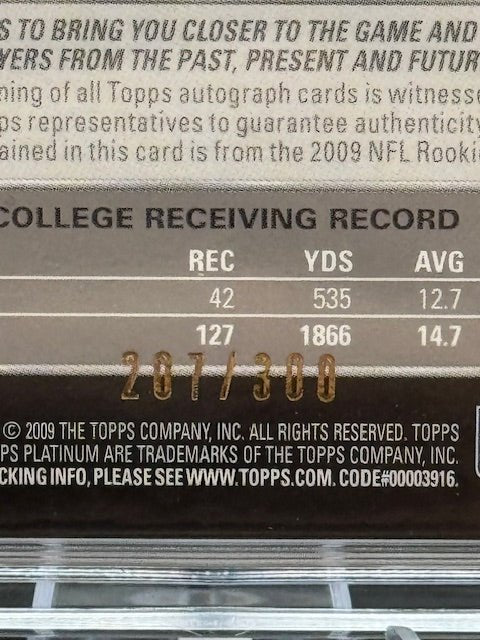 2009 Topps Platinum Brian Robiskie Rookie Card Auto + Jersey 207/300 - Curators Corner LLC