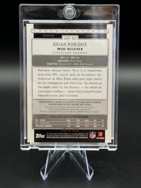 2009 Topps Platinum Brian Robiskie Rookie Card Auto + Jersey 207/300 - Curators Corner LLC