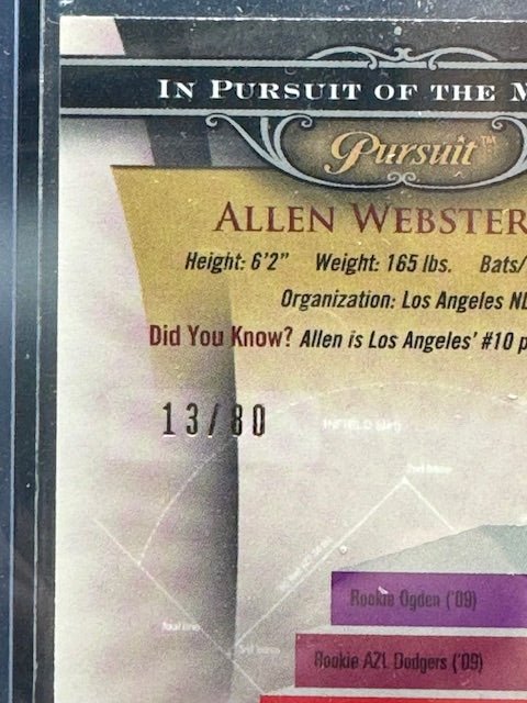 2010 TriStar Pursuit Allen Webster Autograph Card #132 Numbered 13/80 - Curators Corner LLC