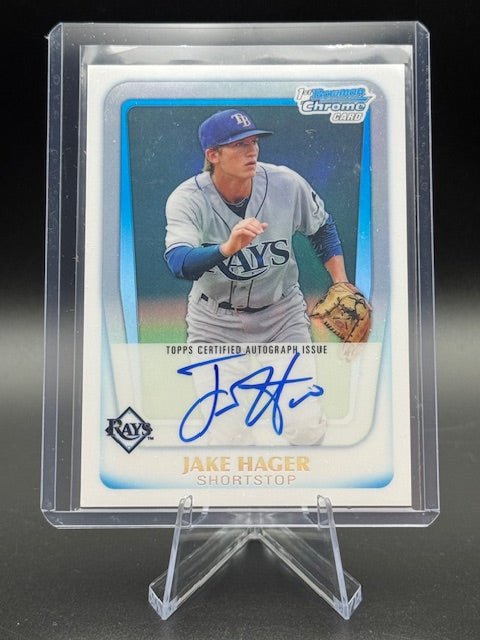 2011 Bowman Draft Picks & Prospects Jake Hager Chrome Prospects Autograph #BCAP - JHA Numbered 399/500 - Curators Corner LLC