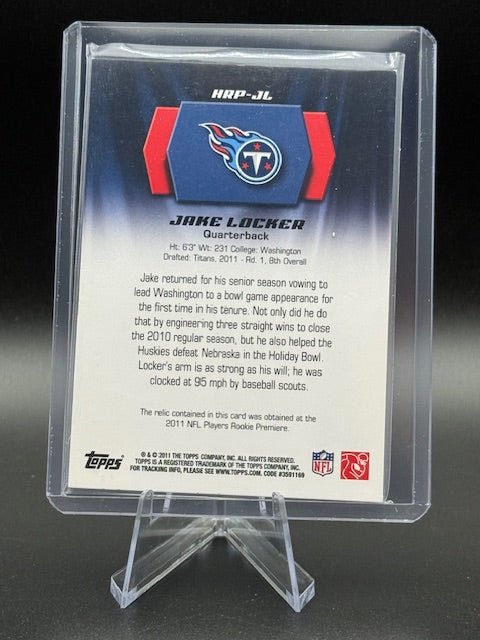 2011 Topps Rookie Patch Jake Locker Rookie Card #HRP - JL - Curators Corner LLC