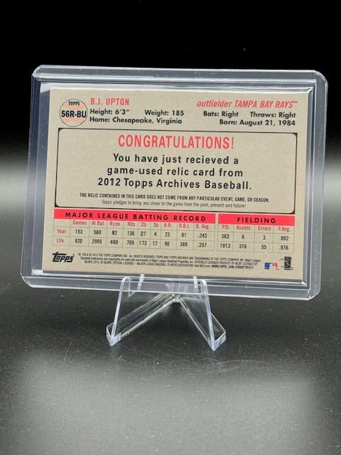 2012 Topps Archive Relic Game Used Relic B.J. Upton #56R - BU - Curators Corner LLC