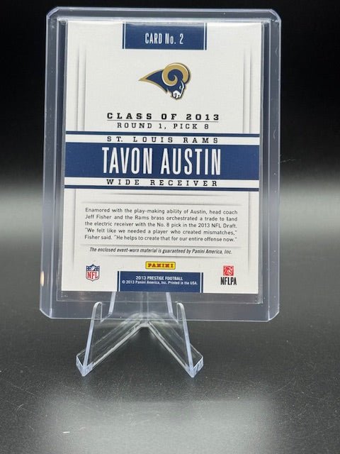 2013 Panini Prestige Prestigious Picks - Gold Materials Tevon Austin Player Worn Swatch #2 Numbered 378/399 - Curators Corner LLC