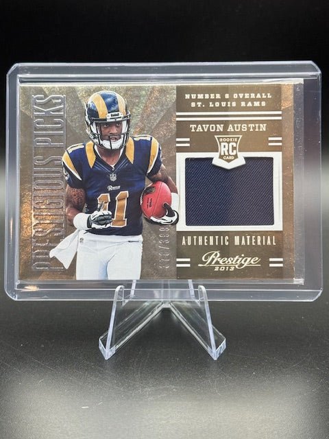 2013 Panini Prestige Prestigious Picks - Gold Materials Tevon Austin Player Worn Swatch #2 Numbered 378/399 - Curators Corner LLC