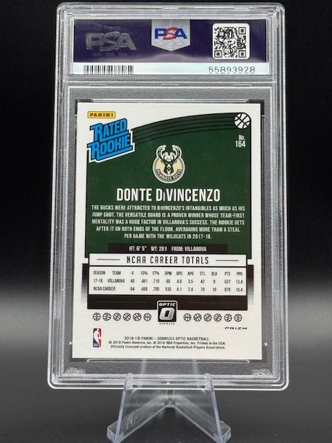 2018 Donruss Optic Rated Rookie Donte DiVincenzo Shock PSA 9 - Curators Corner LLC