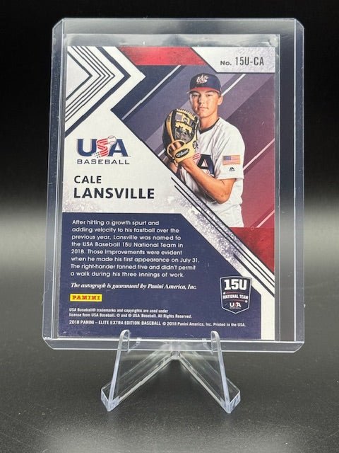 2018 Panini Elite Extra Edition Cale Lansville 15U National Team Signatures #15U - CA Numbered 065/100 - Curators Corner LLC