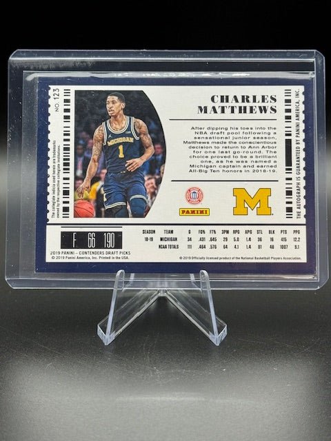 2019 Panini Contenders Draft Picks Basketball Charles Matthews Draft Ticket Signature #123 - Curators Corner LLC