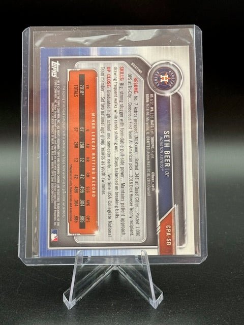 2019 Topps Bowman Chrome Seth Beer Autograph Card #CPA - SB - Curators Corner LLC