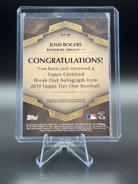 2019 Topps Top Tier One Baseball Josh Rogers Breakout Autograph Rookie Card #BA - JR Numbered 10/10 - Curators Corner LLC