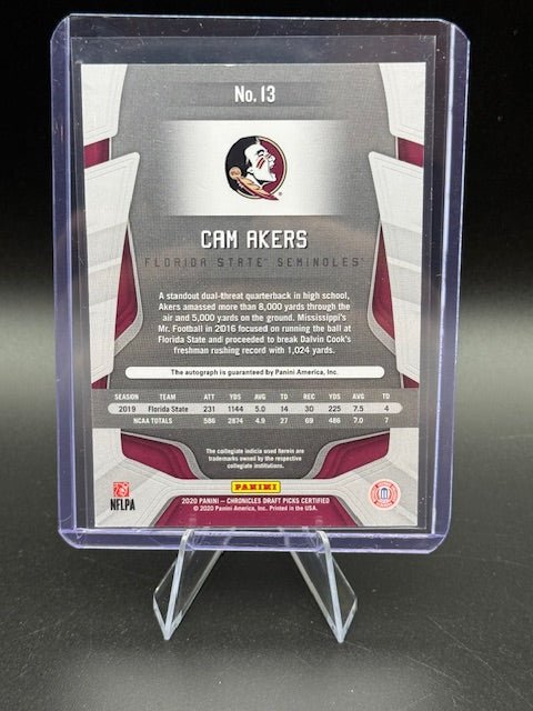 2020 Panini Chronicles Draft Picks Cam Akers Autograph Rookie Card #23 Numbered 08/99 - Curators Corner LLC