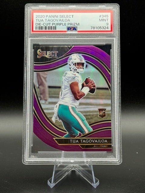 2020 Panini Select Tua Tugovailoa Die Cut Purple Prizm Rookie Card #345 PSA 9 - Curators Corner LLC