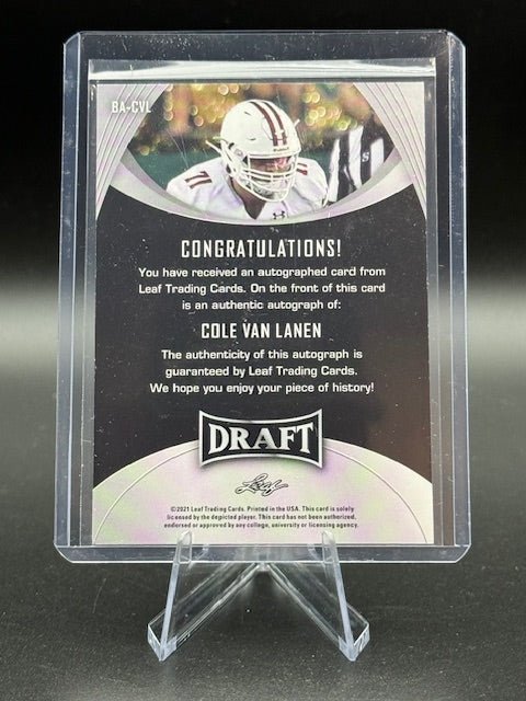 2021 Leaf Draft Rookie Card Signed Col Van Lanen #BA - CVL - Curators Corner LLC