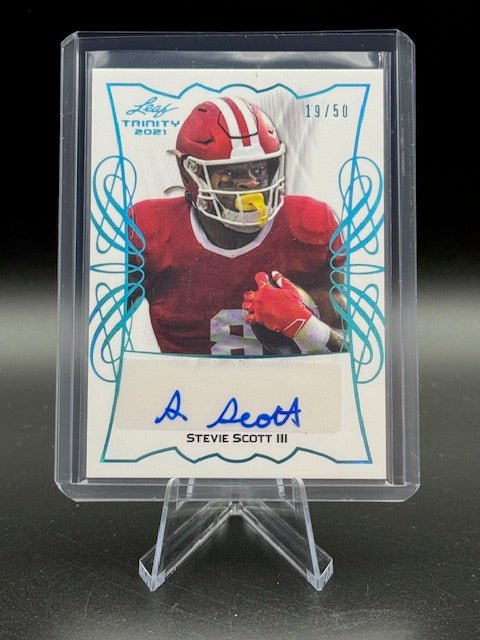 2021 Leaf Trinity Stevie Scott III Rookie Autograph Card #TPA - SS3 Numbered 19/50 Turquoise - Curators Corner LLC