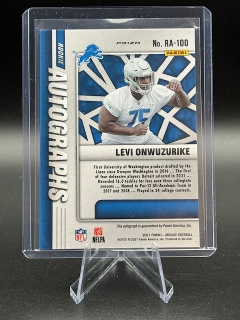 2021 Panini Mosaic Autograph Refractor Levi Onwuzurike Rookie Card #RA - 100 - Curators Corner LLC