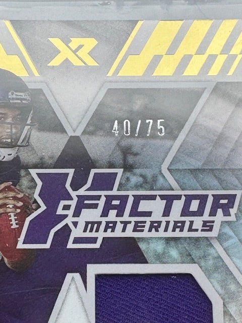 2021 Panini XR X - Factor Materials Kellen Mond Player Worn Swatch Card #XFM - KMO Numbered 40/75 - Curators Corner LLC