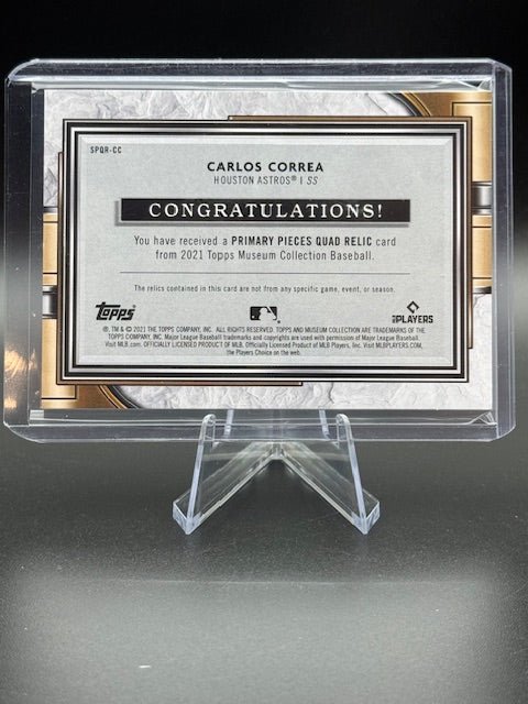 2021 Topps Museum Collection Single - Player Primary Pieces Quad Relics Carlos Correa Card #SPQR - CC Numbered 73/75 - Curators Corner LLC