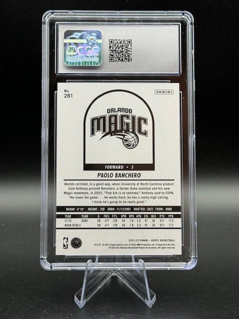 2022 - 23 Panini #281 NBA Hoops Paolo Banchero Graded Card CGC 9 Mint - Curators Corner LLC