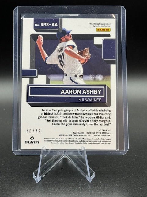 2022 Donruss Optic Rated Rookie Signed Aaron Ashby Rookie Card Numbered 40/49 - Curators Corner LLC