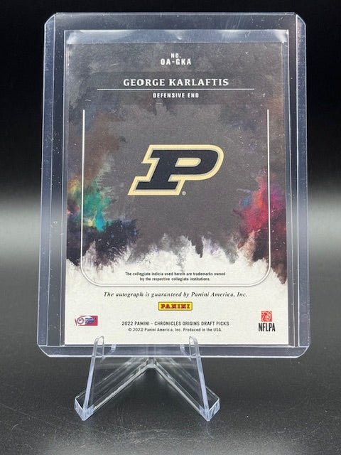 2022 Panini Chronicles Origins Draft Picks George Karlaftis Autograph Rookie Card #OA - GKA Numbered 018/149 - Curators Corner LLC