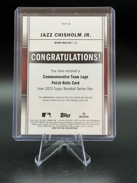 2023 Topps Baseball Series 1 Commemorative Team Logo Patch Relic Card Jazz Chisholm Jr. #TLP - JC - Curators Corner LLC