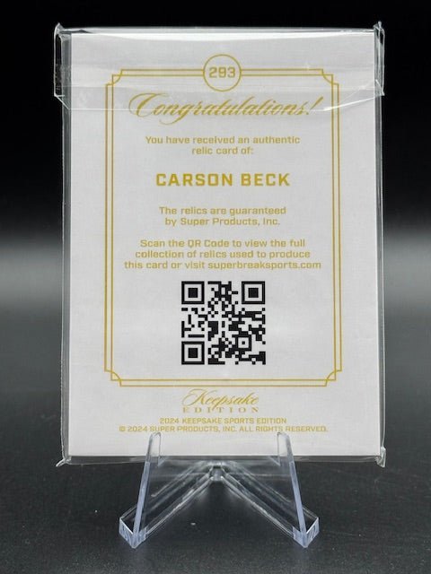 2024 Keepsake Edition Carson Beck Gem Relic Card Numbered 96/99 - Curators Corner LLC