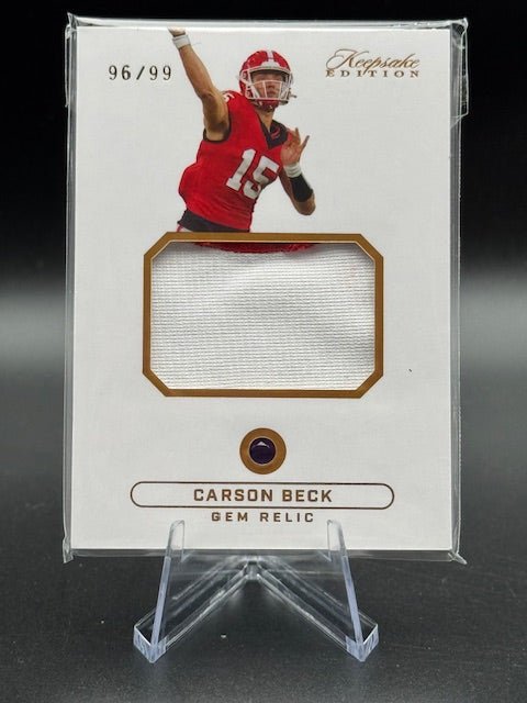 2024 Keepsake Edition Carson Beck Gem Relic Card Numbered 96/99 - Curators Corner LLC
