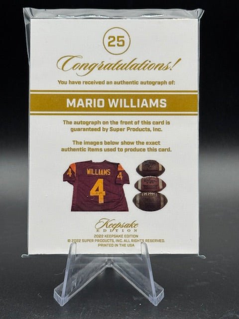 2024 Keepsake Multisport Mario Williams Patch/Auto #25 1/1 - Curators Corner LLC