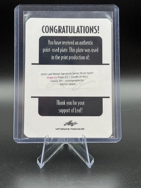 2024 Leaf Metal Signature Multisport Marvin Lewis Magenta Printing Plate 1/1 - Curators Corner LLC