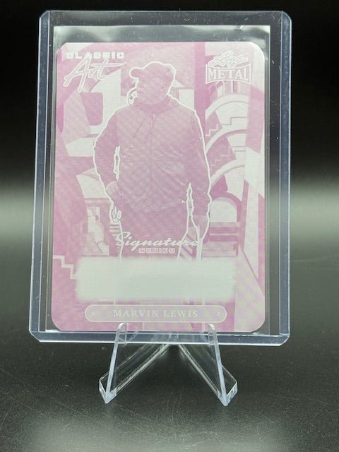 2024 Leaf Metal Signature Multisport Marvin Lewis Magenta Printing Plate 1/1 - Curators Corner LLC