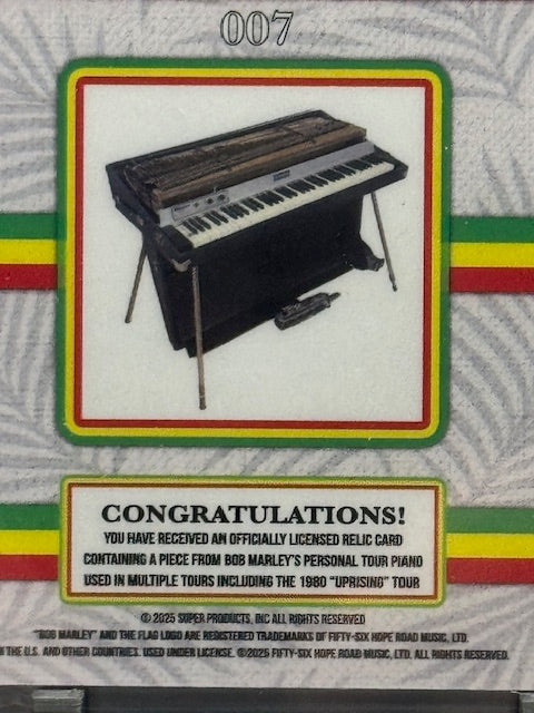 2024 Bob Marley Keepsake Facsimile Signature/Tour Used Relic Card 007 8/50