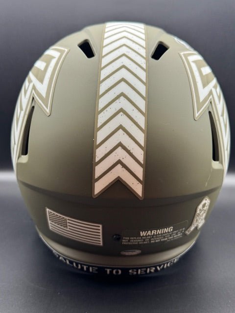 Andre Rison Signed and Inscribed Salute To Service Falcons Replica Speed Helmet - Curators Corner LLC