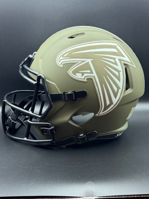 Andre Rison Signed and Inscribed Salute To Service Falcons Replica Speed Helmet - Curators Corner LLC