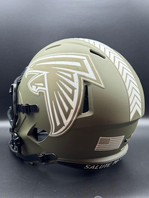 Andre Rison Signed and Inscribed Salute To Service Falcons Replica Speed Helmet - Curators Corner LLC