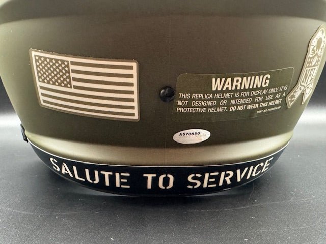Andre Rison Signed and Inscribed Salute To Service Falcons Replica Speed Helmet - Curators Corner LLC
