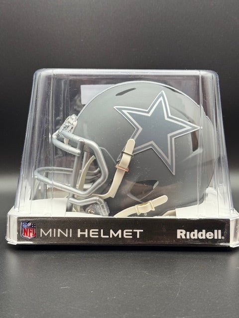 Bob Lilly Signed and Inscribed Cowboys Slate Riddell Speed Mini Helmet - Curators Corner LLC