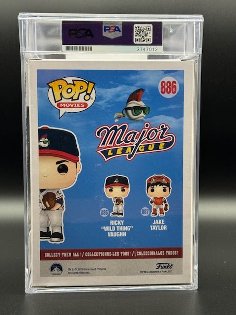 Charlie Sheen Signed Ricky "Wild Thing" Vaughn Funko Pop #886 - Curators Corner LLC