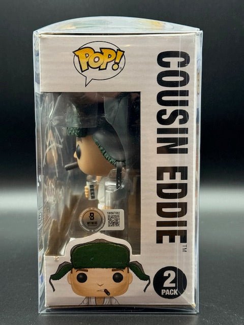 Chevy Chase and Randy Quaid Signed and Inscribed National Lampoon Christmas Vacation Clark and Eddie Two Pack Funko Pop - Curators Corner LLC