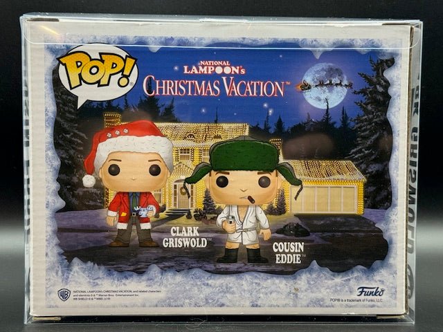 Chevy Chase and Randy Quaid Signed and Inscribed National Lampoon Christmas Vacation Clark and Eddie Two Pack Funko Pop - Curators Corner LLC