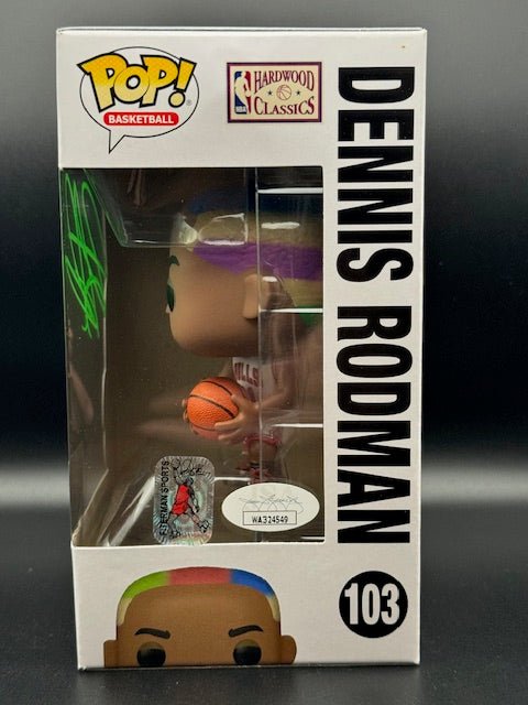 Dennis Rodman Signed Chicago Bulls Funko Pop #103 Green Signature - Curators Corner LLC