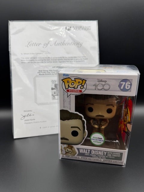 Disney 100 Walt Disney With Dumbo And Timothy Ram Fam Collectable Custom Drawn on Funko Pop #76 - Curators Corner LLC