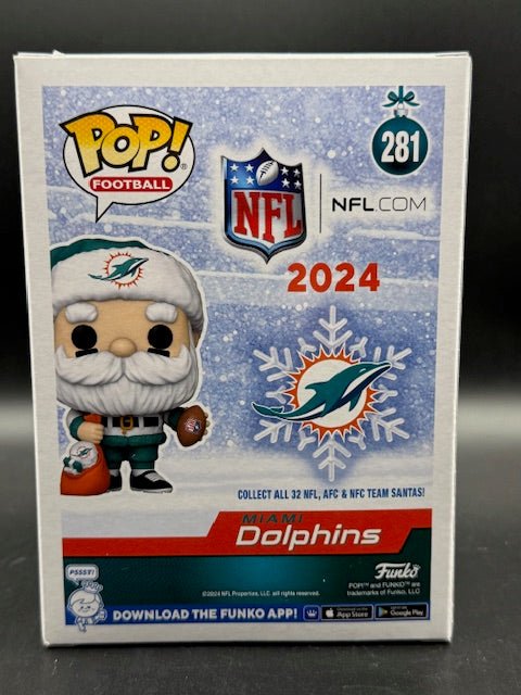 Dwight Stephenson Signed Dolphins SANTA Funko Pop #281 w/HOF'98 (SCHWARTZ COA) - Curators Corner LLC