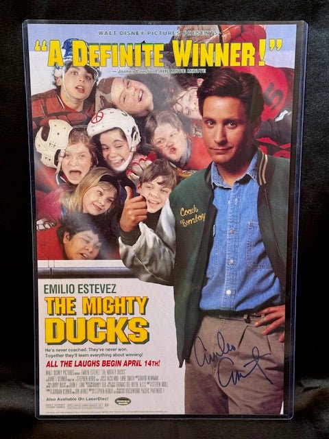 Emilio Estevez Signed Might Ducks Poser 11x17 - Curators Corner LLC