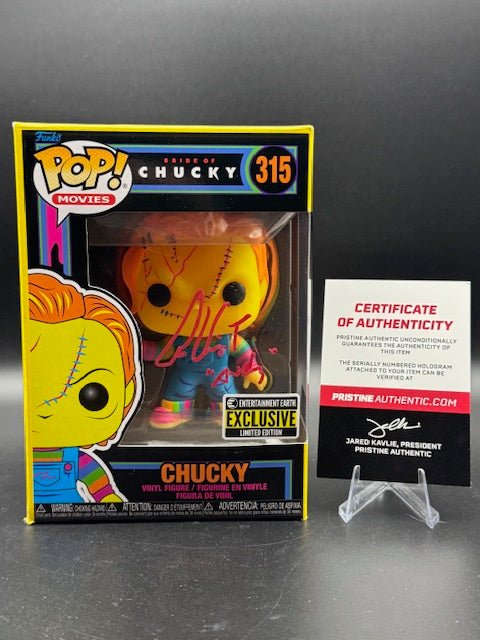 Funko Pop! Alex Vincent SIGNED Chucky Black Light #315 EEE Exclusive (W Case) - Curators Corner LLC