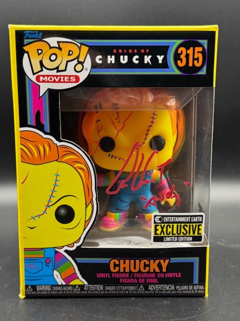 Funko Pop! Alex Vincent SIGNED Chucky Black Light #315 EEE Exclusive (W Case) - Curators Corner LLC